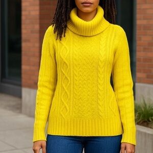 New York & Company Bright Yellow Turtleneck Sweater Size S